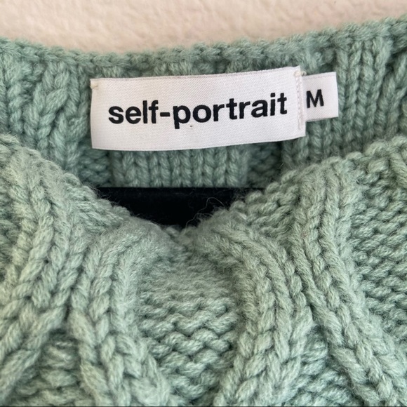 Self Portrait sea green wool oversized knit sweater, medium - Picture 5 of 5